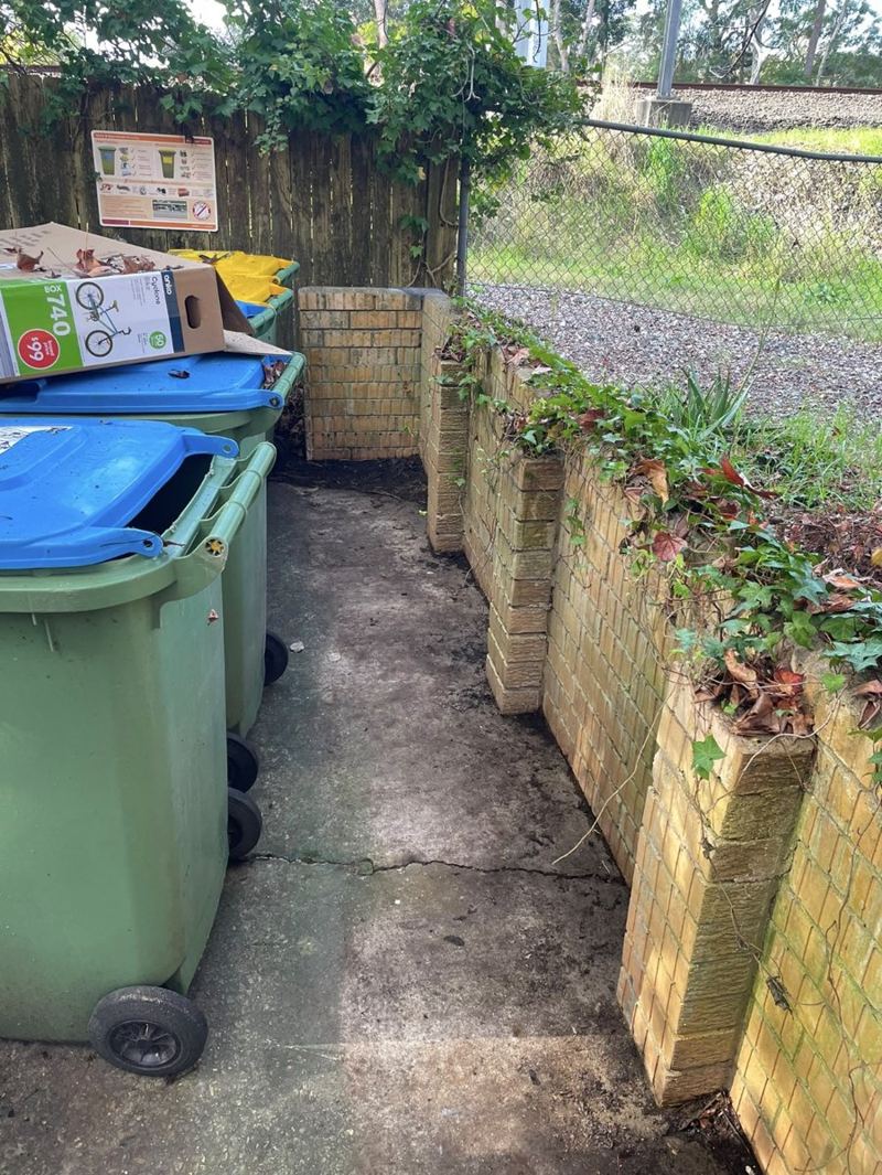 Bin room swept and clean after cleaning