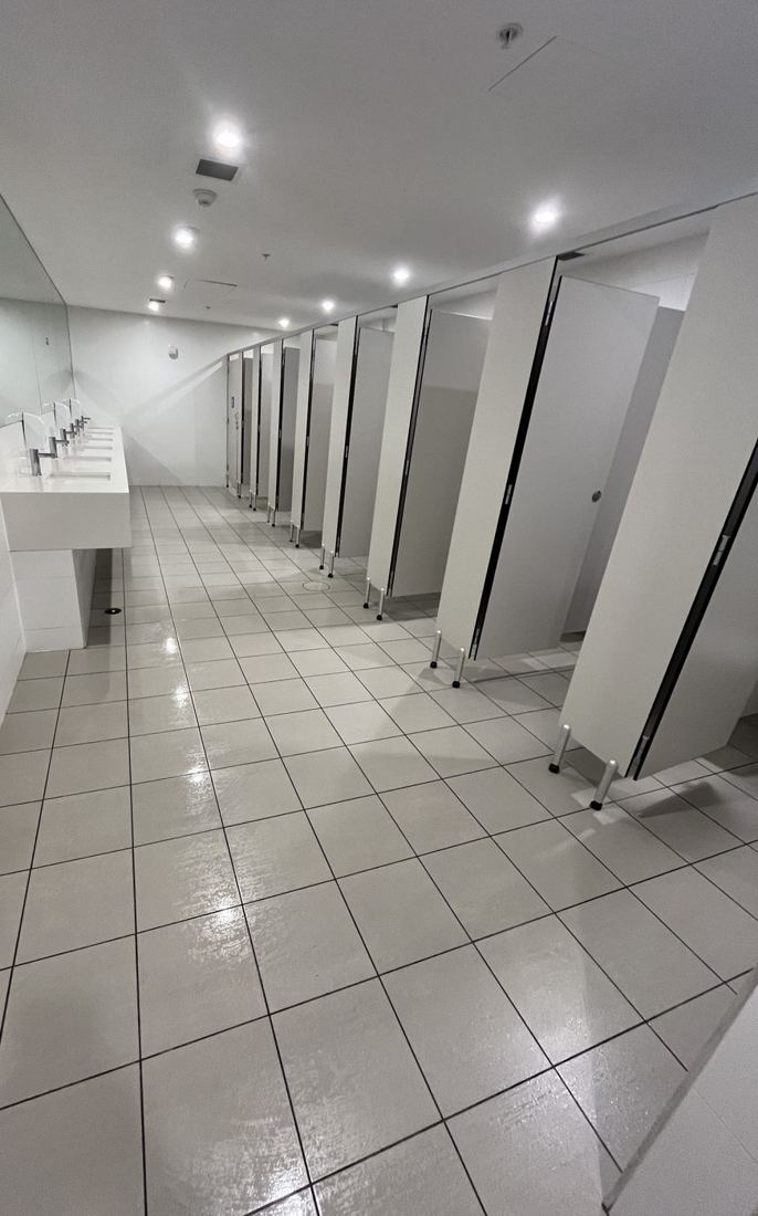 Clean commercial bathroom