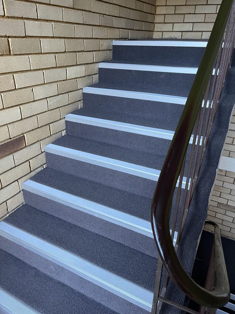 Vacuumed carpeted stairwell